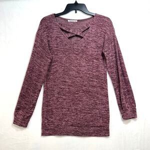 Pink Milly Cross Collar Sweater Pink Cute Size Small Marbled Soft Stretch Winter